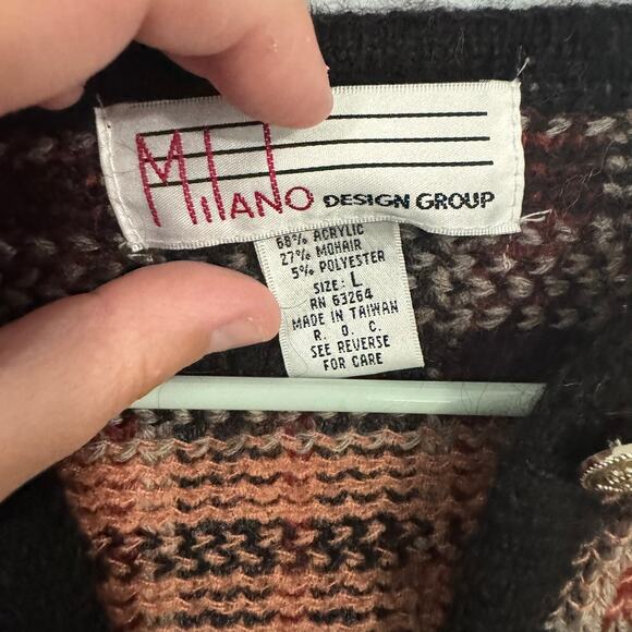 Vintage Milano Design Group Plaid Button Down Sweater Women's Size Large Mohair - Picture 7 of 8